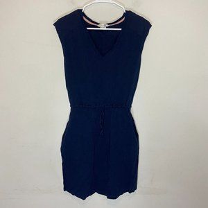Boden Womens 2 Mya Jersey Dress Navy Blue Cotton Mini Tie Waist Pockets Casual